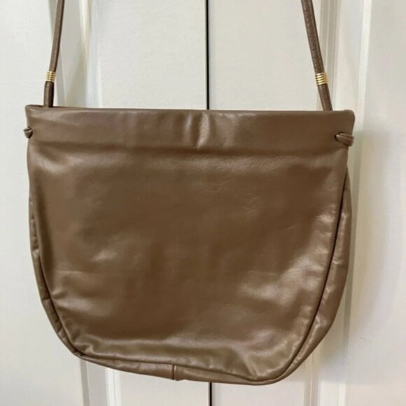 Vintage Mimo Sacs Tan Brown Patchwork Genuine Leather 80s Bag - Picture 4 of 10